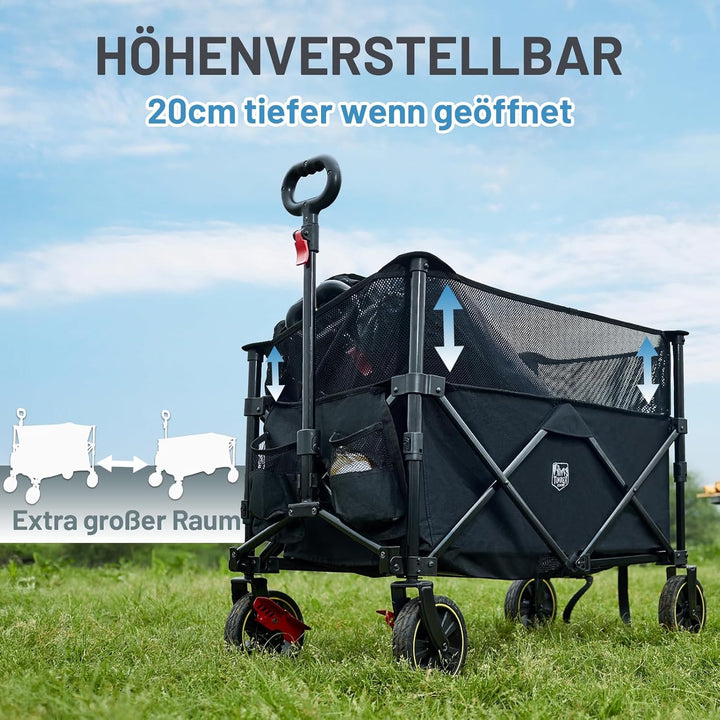 TIMBER RIDGE XXXL Bollerwagen Faltbar 225L mit Bremse Transportwagen Klappbar Einstellbare Kapazität