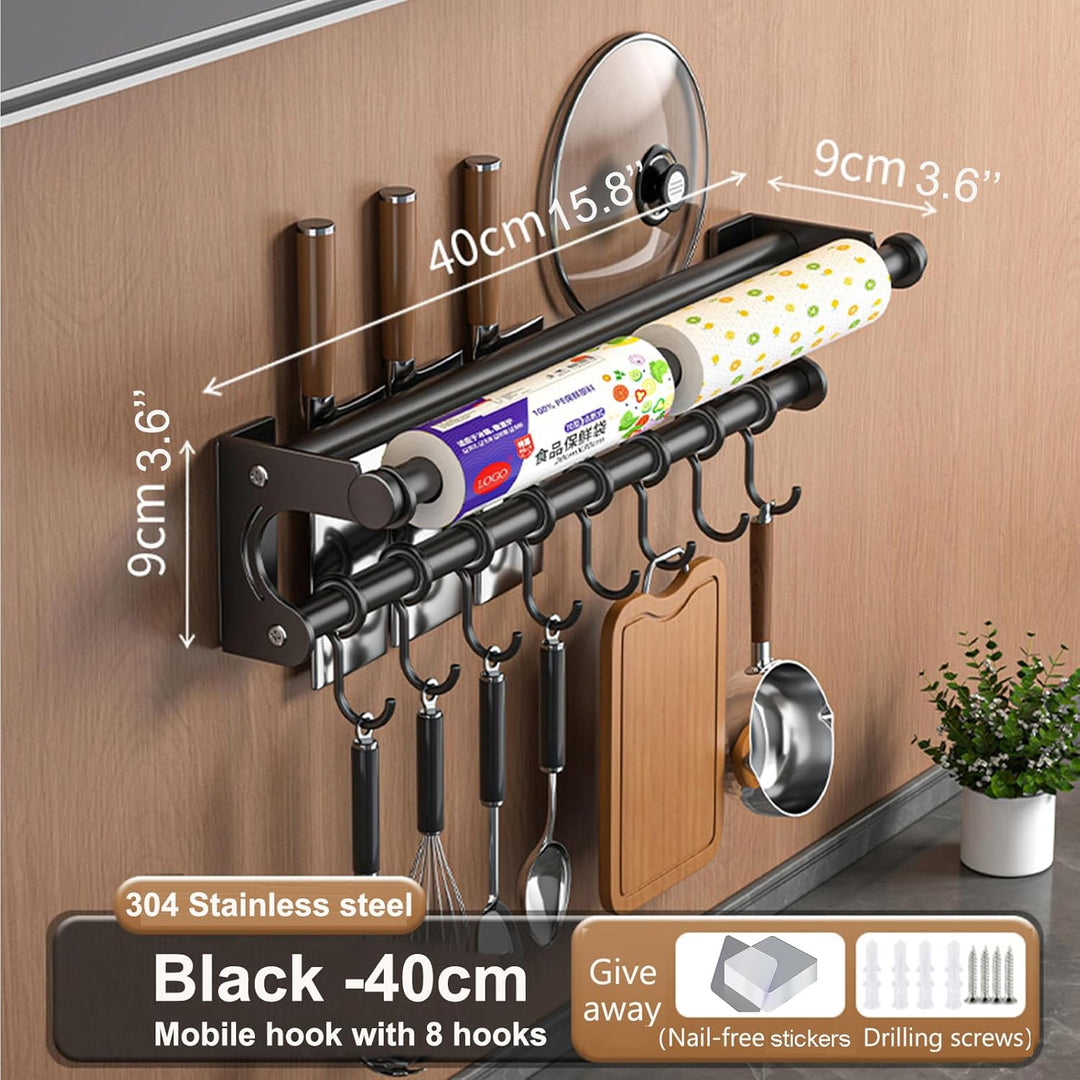 küchenhalterung für küchenhelfer, Hängende Topf Rack, Platzsparende Küchenutensilien Rack mit Haken,