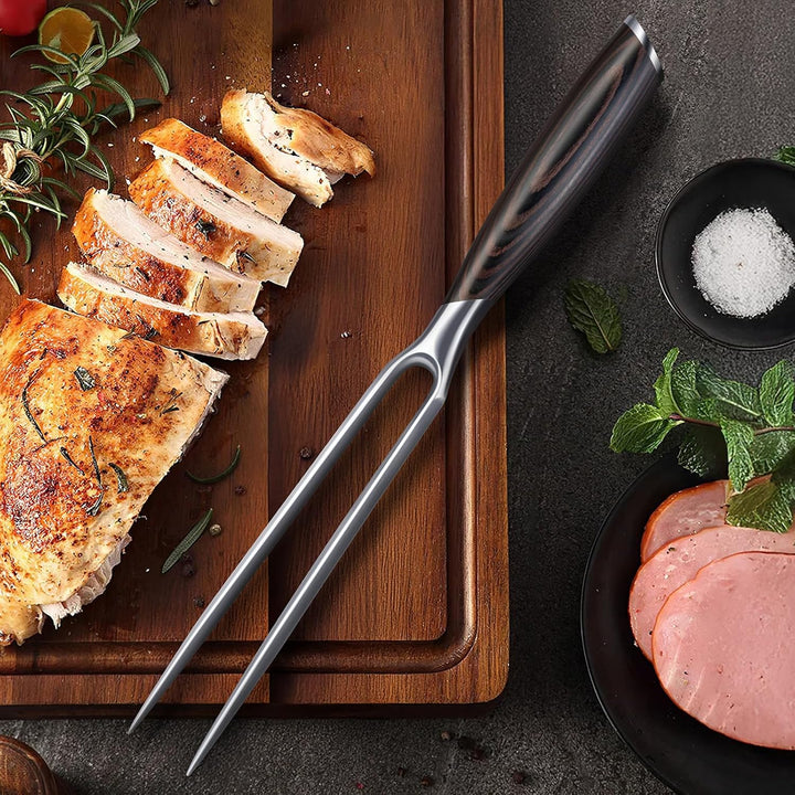 HOSHANHO Fleischgabel 18cm, Messerscharfe Grillgabel mit Zwei Zinken für Fleisch, Professionelle Jap