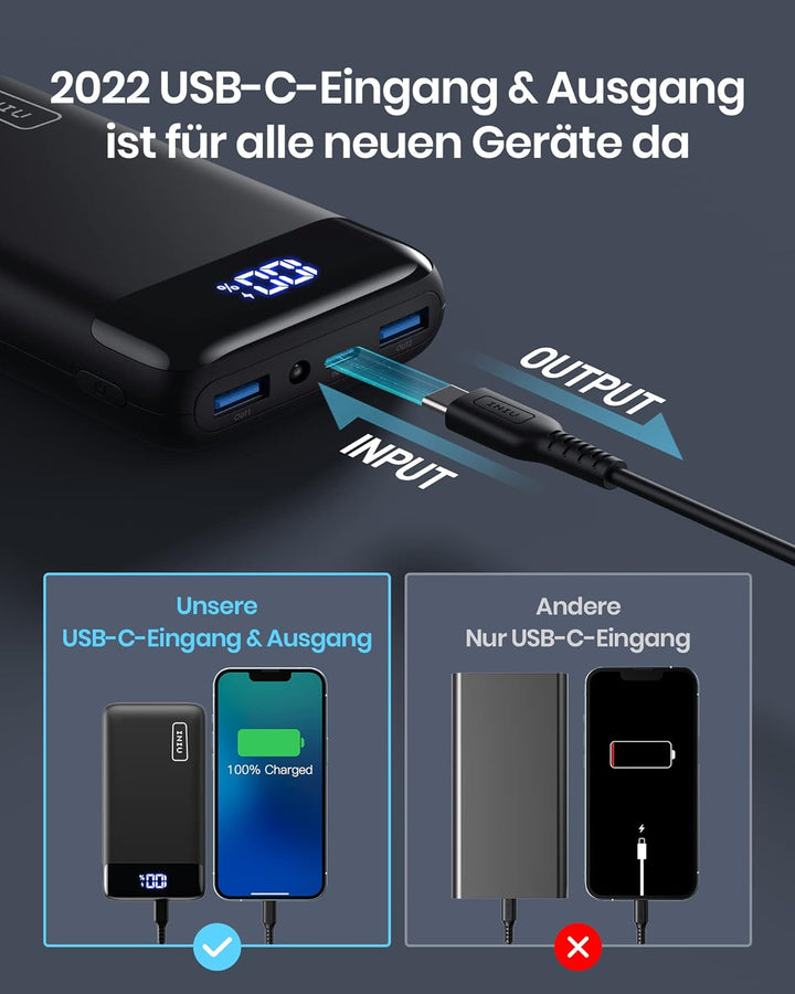 INIU Power Bank, 22,5W Schnellladung 20000mAh PD3.0 QC4.0 Tragbares Ladegerät, 3A USB C Ausgang Powe