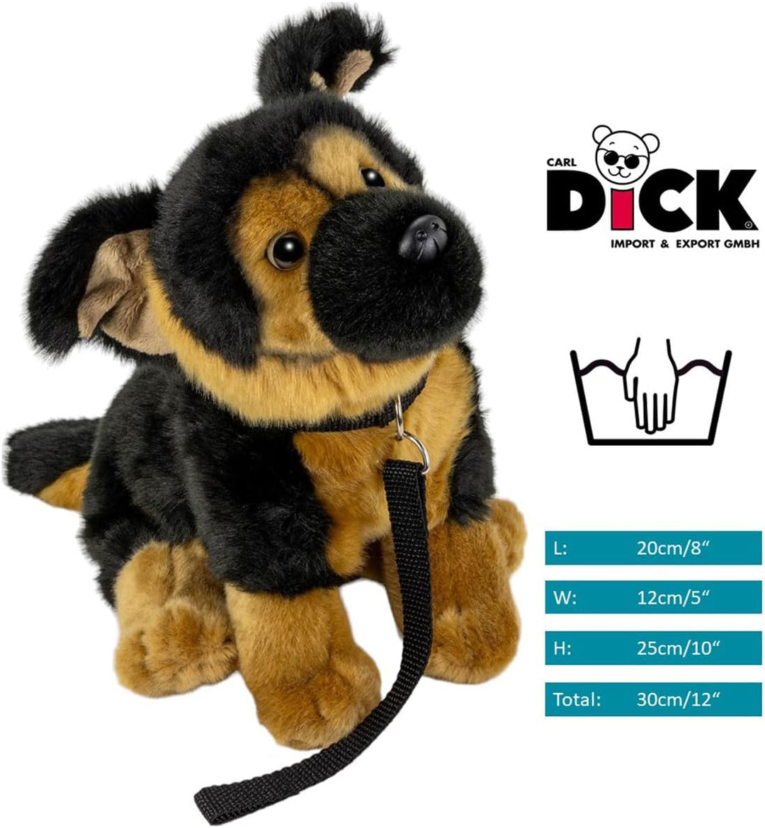 Carl Dick Schäferhund mit Leine sitzend, Hund, Plüschtier, Kuscheltier, ca. 25cm 3498 Shs - Schwarz-