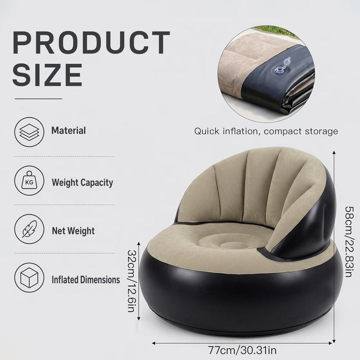 Aufblasbares Sofa,Aufblasbare Couch mit Beflockter Oberfläche,Luftsofa mit Fusspumpe,Wasserdichtes A