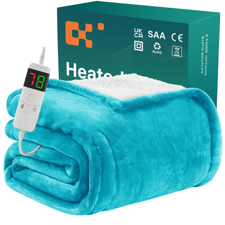 BOMOVA Heizdecke Wärmedecke mit Abschaltautomatik,Kuscheldecke flauschig Weihnachten,10 Heizstufen &