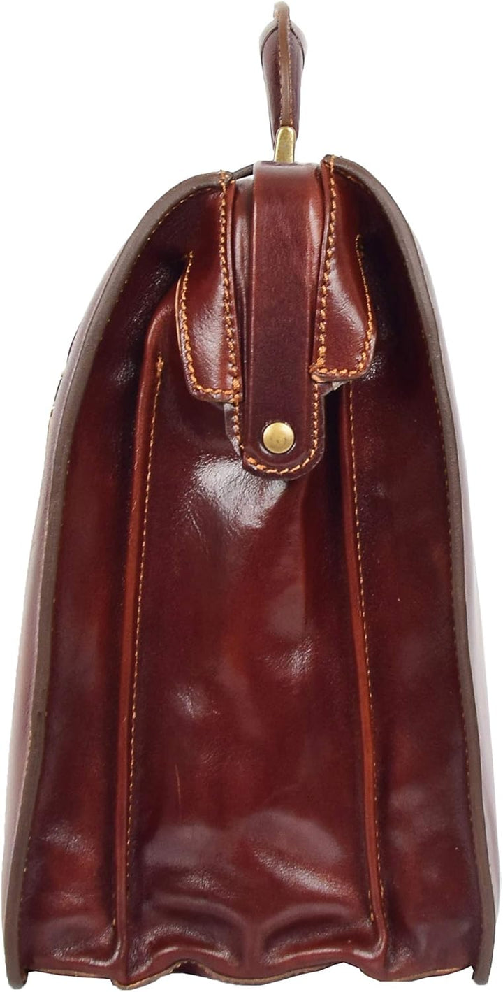 A1 FASHION GOODS Italienisches Leder Aktentasche für Ärzte Geschäft Profis Gladstone Tasche Braun Dj