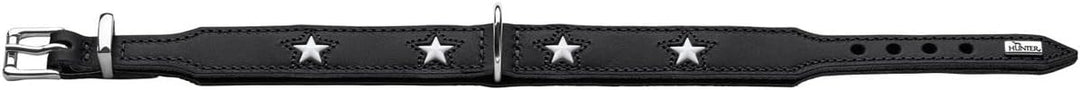 HUNTER MAGIC STAR Hundehalsband, mit Sternen, Leder, weich, 37 (XS-S), schwarz schwarz 37 (XS-S), sc