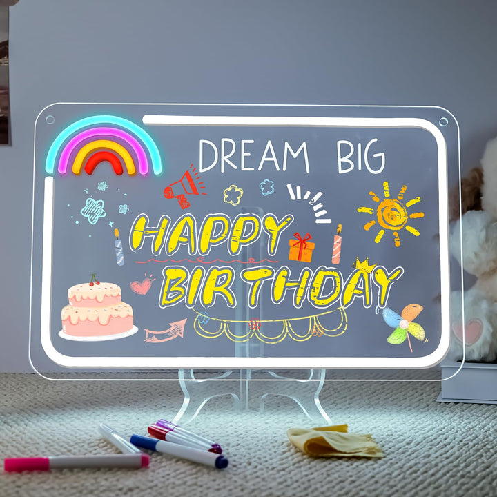 Looklight LED Maltafel Kinder, LED Notiztafel mit Farben, Led Acryl Notiztafel, inkl. USB-Kabel, Sch
