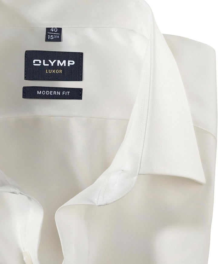 OLYMP Herren Oberhemd Kurzarm Luxor,Uni,modern fit,New Kent 37 Beige 21, 37 Beige 21