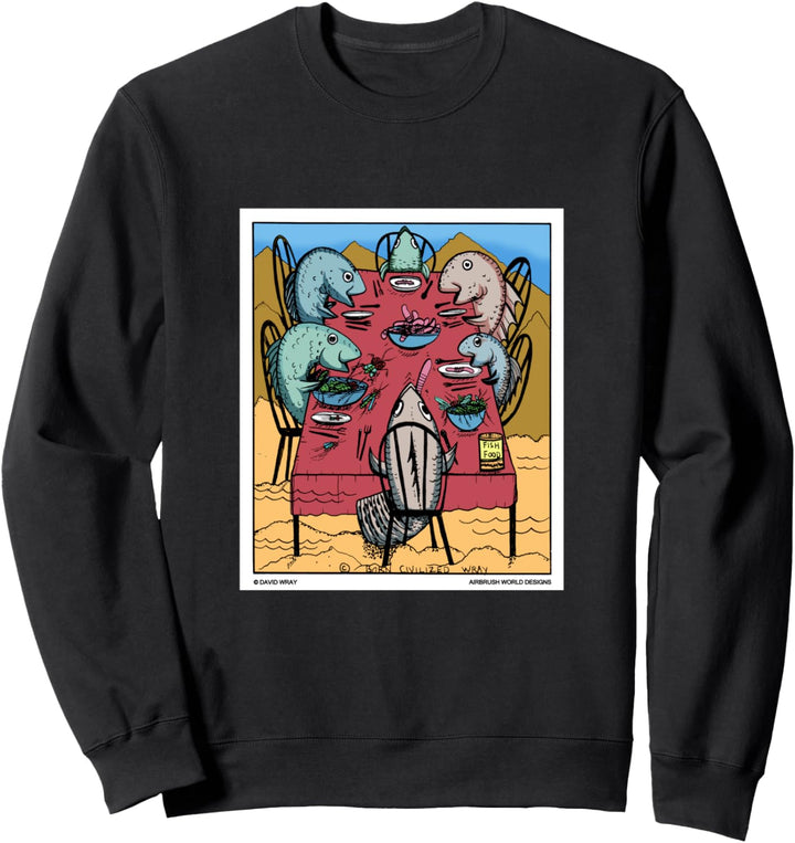Fisch am Esstisch Lustiges Angel-Neuheits-Geschenk Sweatshirt