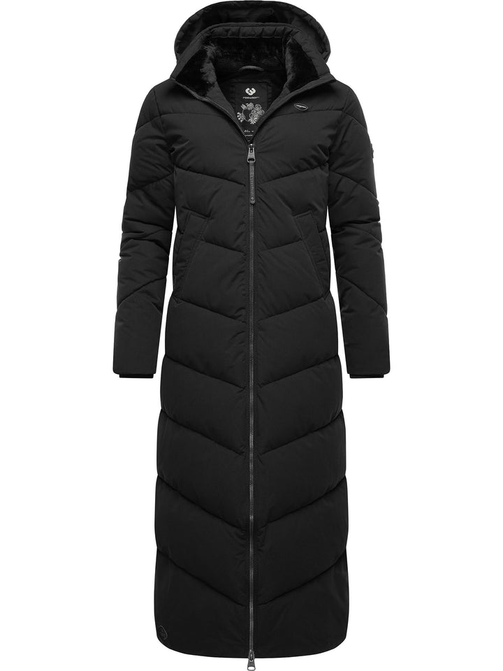 Ragwear Damen Wintermantel Warmer wasserdichter Steppmantel lang mit Abnehmbarer Kapuze Rebelka Extr