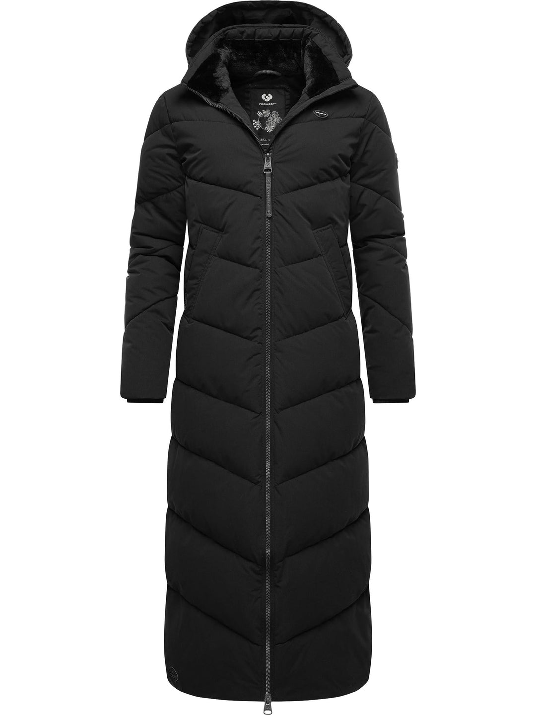 Ragwear Damen Wintermantel Warmer wasserdichter Steppmantel lang mit Abnehmbarer Kapuze Rebelka Extr