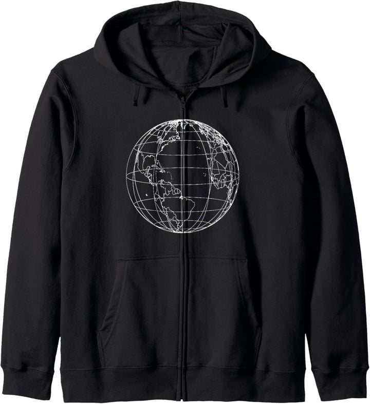 Weltkugel-Linie, Kunstkarte, Planet, Erde, Atlas, Reise Kapuzenjacke