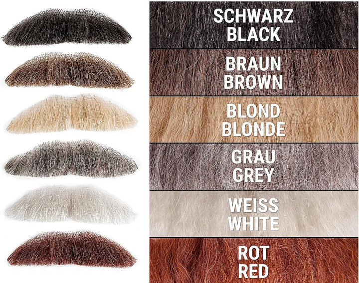 Maskworld Schnäuzer - Professioneller Oberlippenbart aus Echthaar - Schnurrbart braun - Kostüm Zubeh