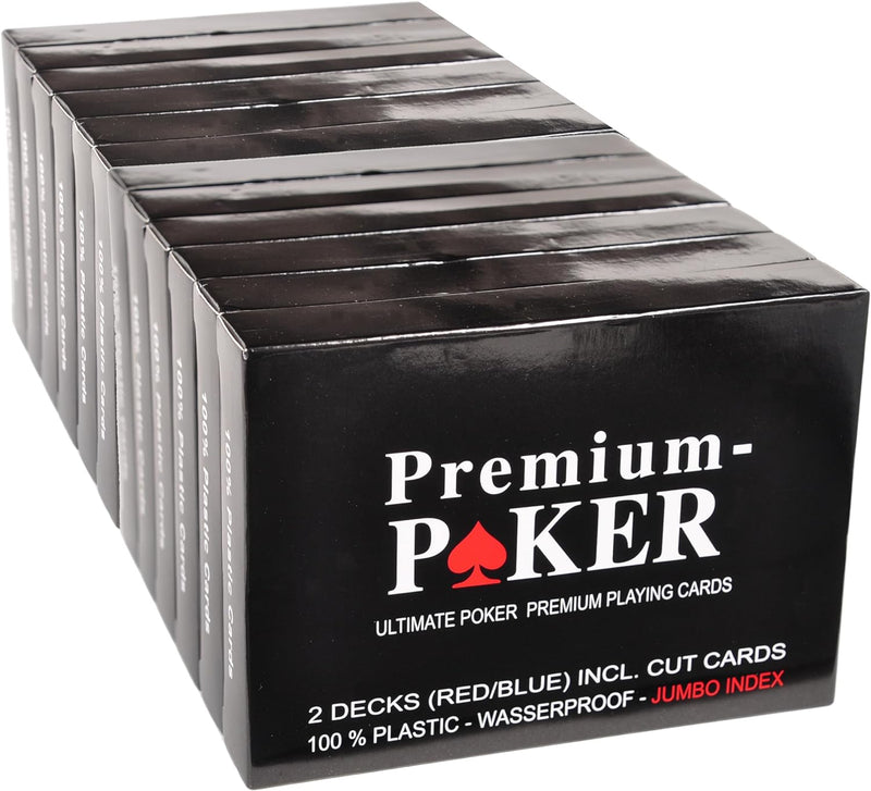 WiMi 24 X Premium Casino Poker Karten Pokerkarten 100 Prozent Plastik - Grosser Index 2 Eckzeichen -