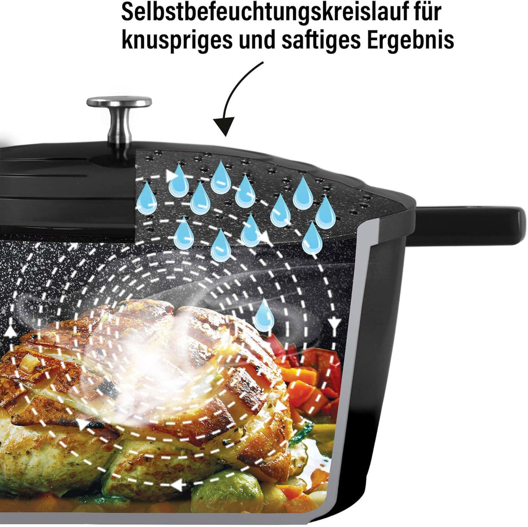 STONELINE Cocotte Bräter mit Deckel Induktion 20 cm, 2,6 L, Aluguss Topf beschichtet mit echten Stei