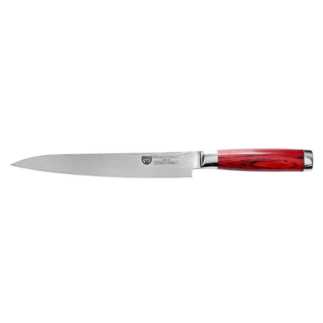 GRÄWE Damastmesser, Messer aus Damaststahl, Scharf, grosses Damaszener Santokumesser, Damast Küchenm