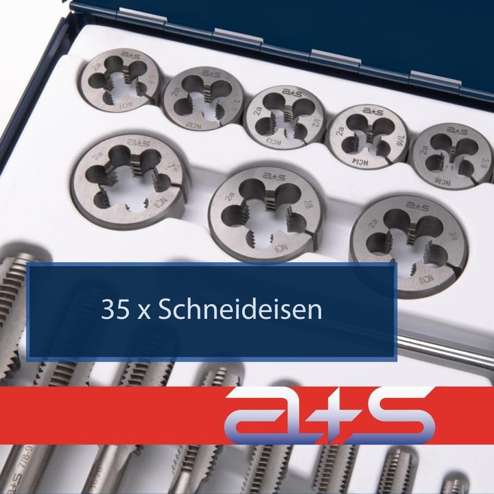 a+s Albrecht und Schulte 110 tlg. Gewindeschneider Set | M6 - M12 | MF10x1 - MF18x1,5 | NPT 1/4 + NP