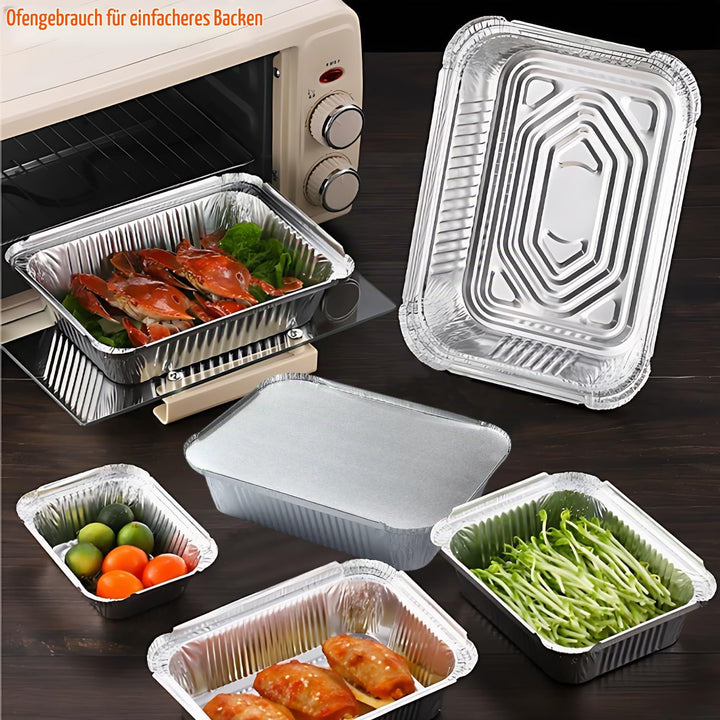 40 Stück Aluschalen mit deckel,Bräter mit deckel,Aluschalen Grill,Grillschalen Aluminium 2200ml/1000