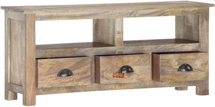 vidaXL Mangoholz Massiv TV Schrank mit 2 Regalen 3 Schubladen Lowboard Fernsehtisch Fernsehschrank T