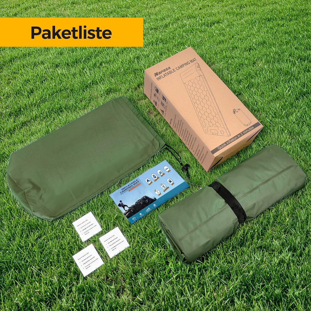 NAPASA Isomatte Camping, 14CM Verdicktes Aufblasbare Matratze mit Eingebauter Fusspresse Pumpe & Kis
