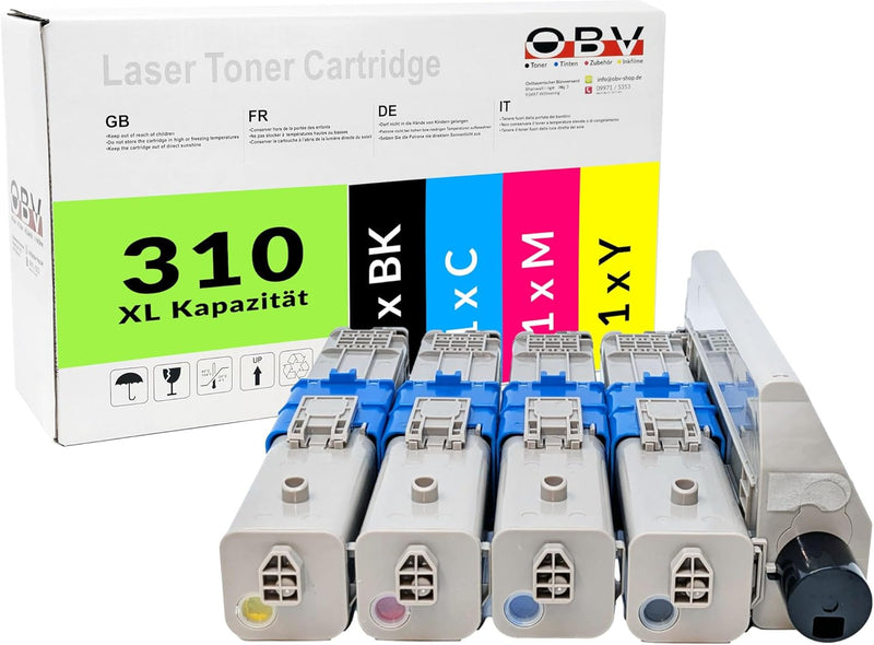 OBV 4x kompatibler Premium Toner für OKI C310 C330 C510 C511 C530 MC351MC351DN MC352DN MC361DN MC362