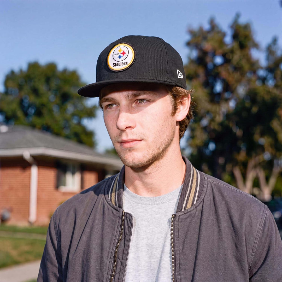 New Era 59Fifty Round Logo Steelers Cap Basecap Baseballcap Flat Brim Fitted Herren - mit Schirm Win