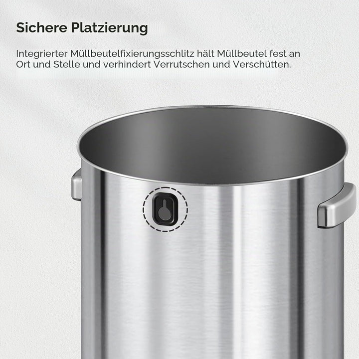 EKO Urban 24 Gallonen runder Edelstahl-Mülleimer mit offenem Deckel, hoher kommerzieller Mülleimer f