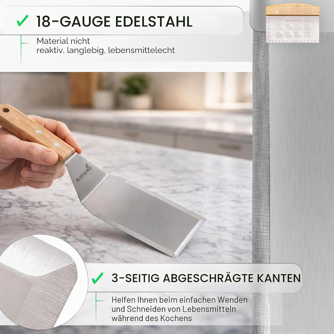 Professionelles Grillspachtel Set – Edelstahl Metallspachtel und Grillschaber – Schwerer Spachtel Gr