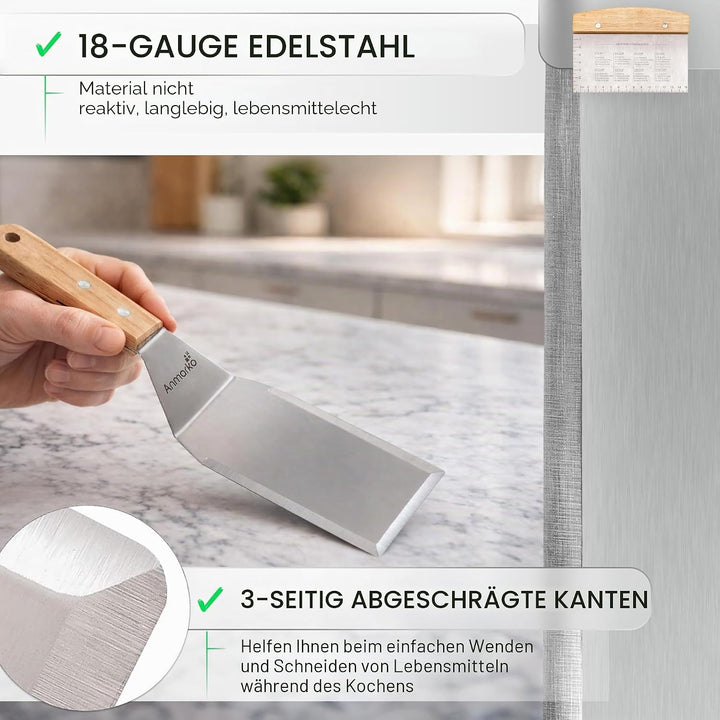 Professionelles Grillspachtel Set – Edelstahl Metallspachtel und Grillschaber – Schwerer Spachtel Gr