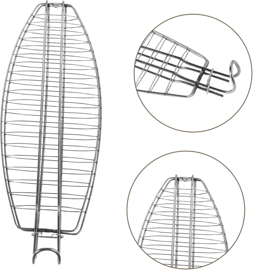 BESTonZON Gemüsegrillkorb Aus Edelstahl Für Camping Und Outdoor-Grillen Fischgrillrost Mit Faltbarem