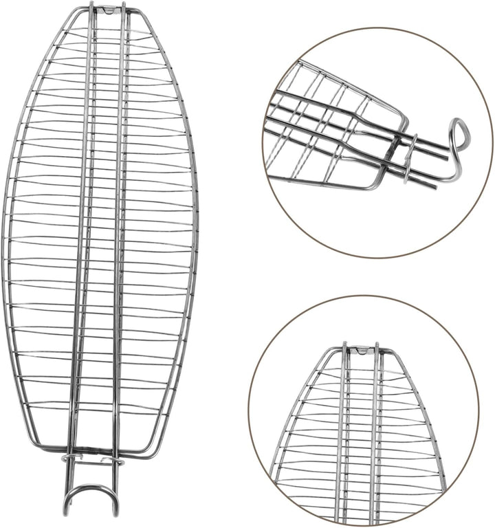 BESTonZON Gemüsegrillkorb Aus Edelstahl Für Camping Und Outdoor-Grillen Fischgrillrost Mit Faltbarem