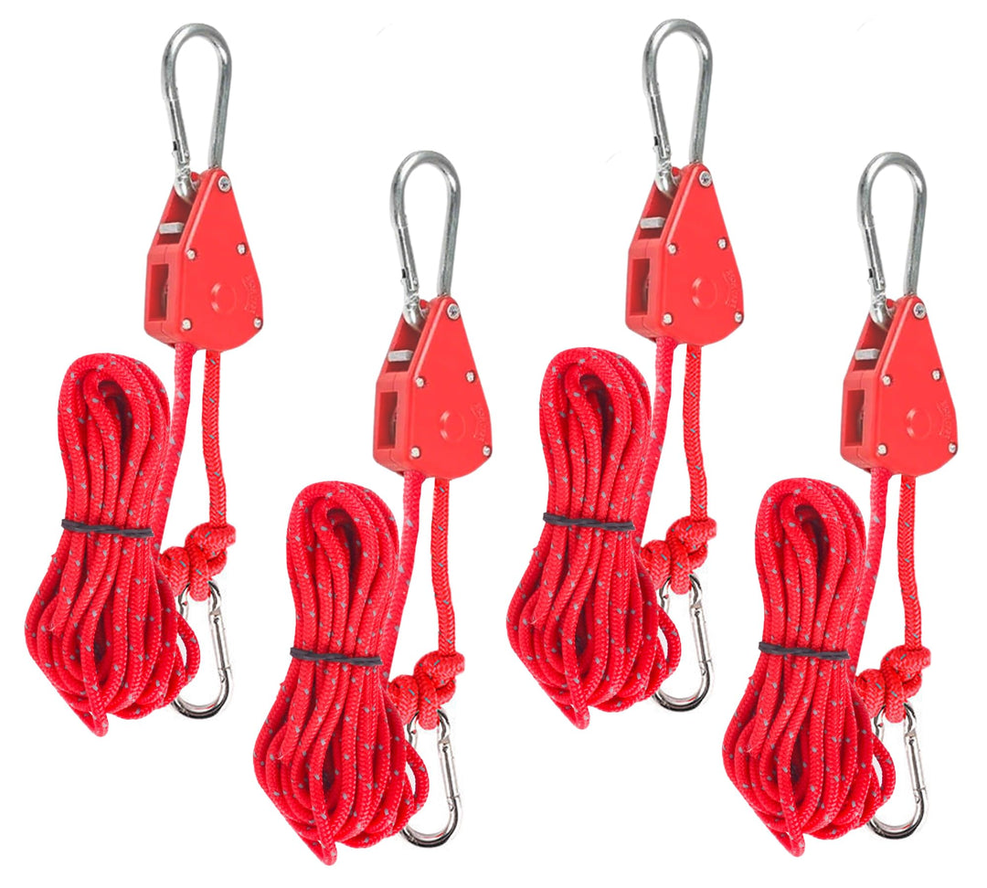 4 Stück Verstellbarer Seil Ratsche, Abspannseile mit Seilspanner, Alluring Ratchet Hanger, Reflektie