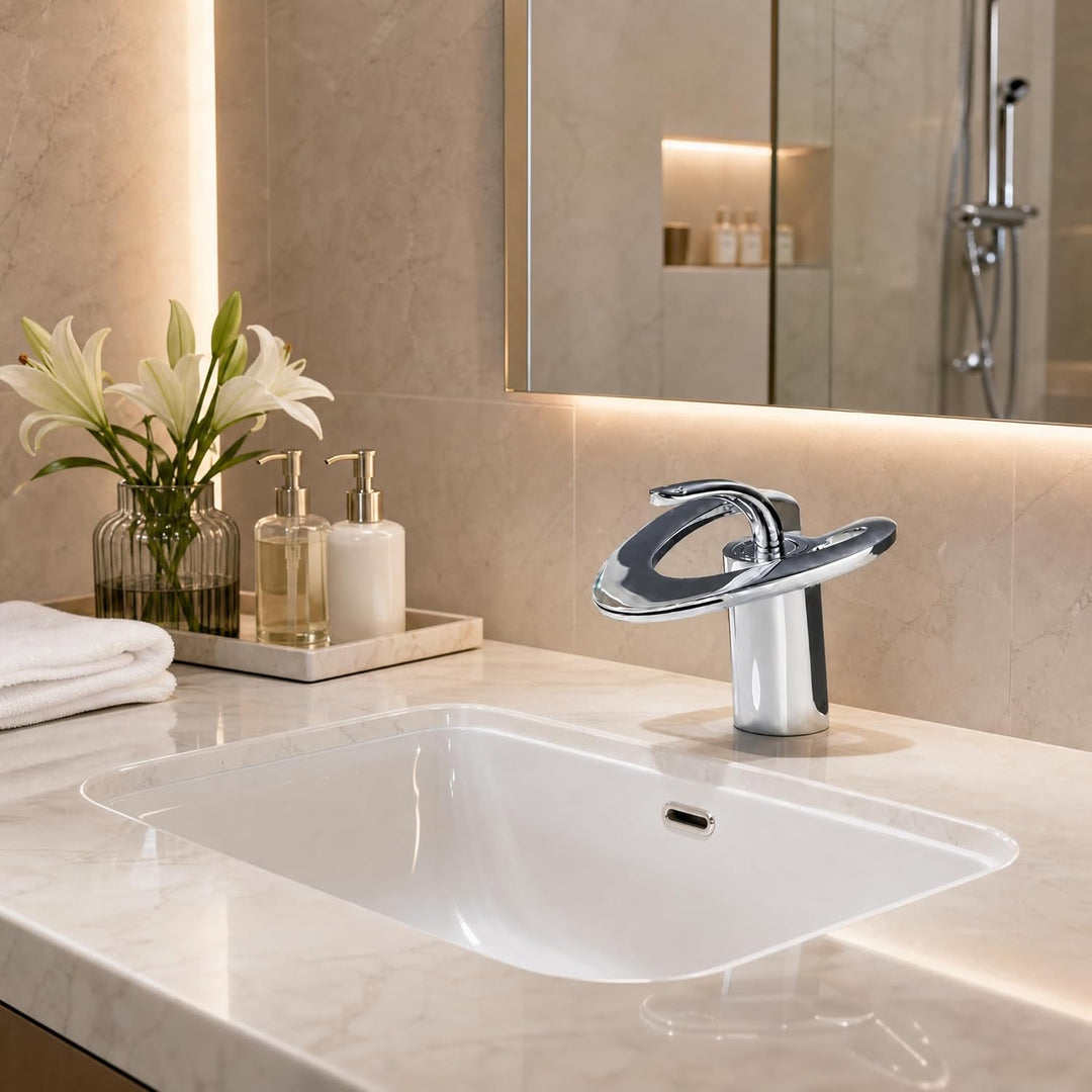 Waschtischarmatur Herzform Messing Einloch, Wasserhahn Bad für Waschbecken, einhand Badezimmer Armat