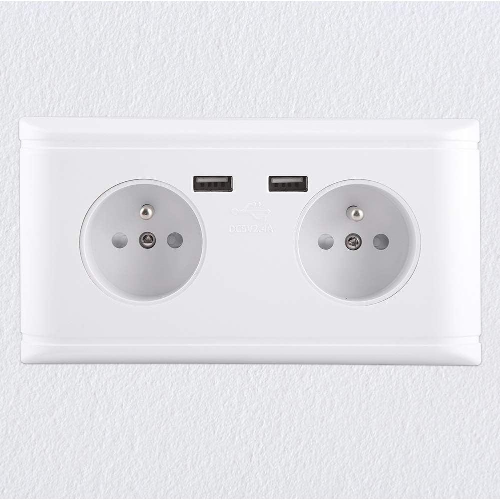 KSTE Multi-Funktions-EU-Stecker-Steckdose Steckdose mit Doppel-USB-Anschluss for Telefon 250 V Lade