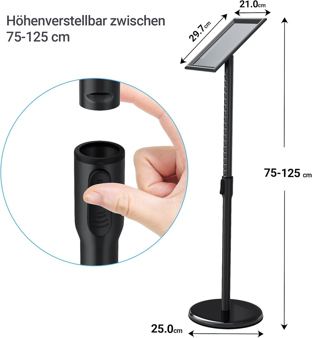 Infoständer DIN A4 210x297mm Höhenverstellbar Edelstahl informationsständer Aufsteller Kundenstopper