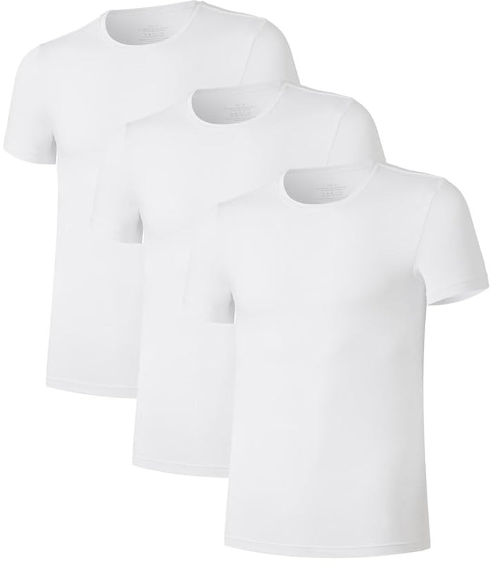COLORFULLEAF 3/5er Pack Bambus Rundhals T-Shirt Herren Stretch Unterziehshirt Männer Einfarbig Busin