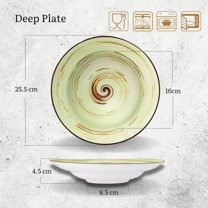 Wilmax | SPIRAL tiefe Teller - 2 Stück | Elegant | Modern | Langlebig | Sicher | Glasiertes Porzella