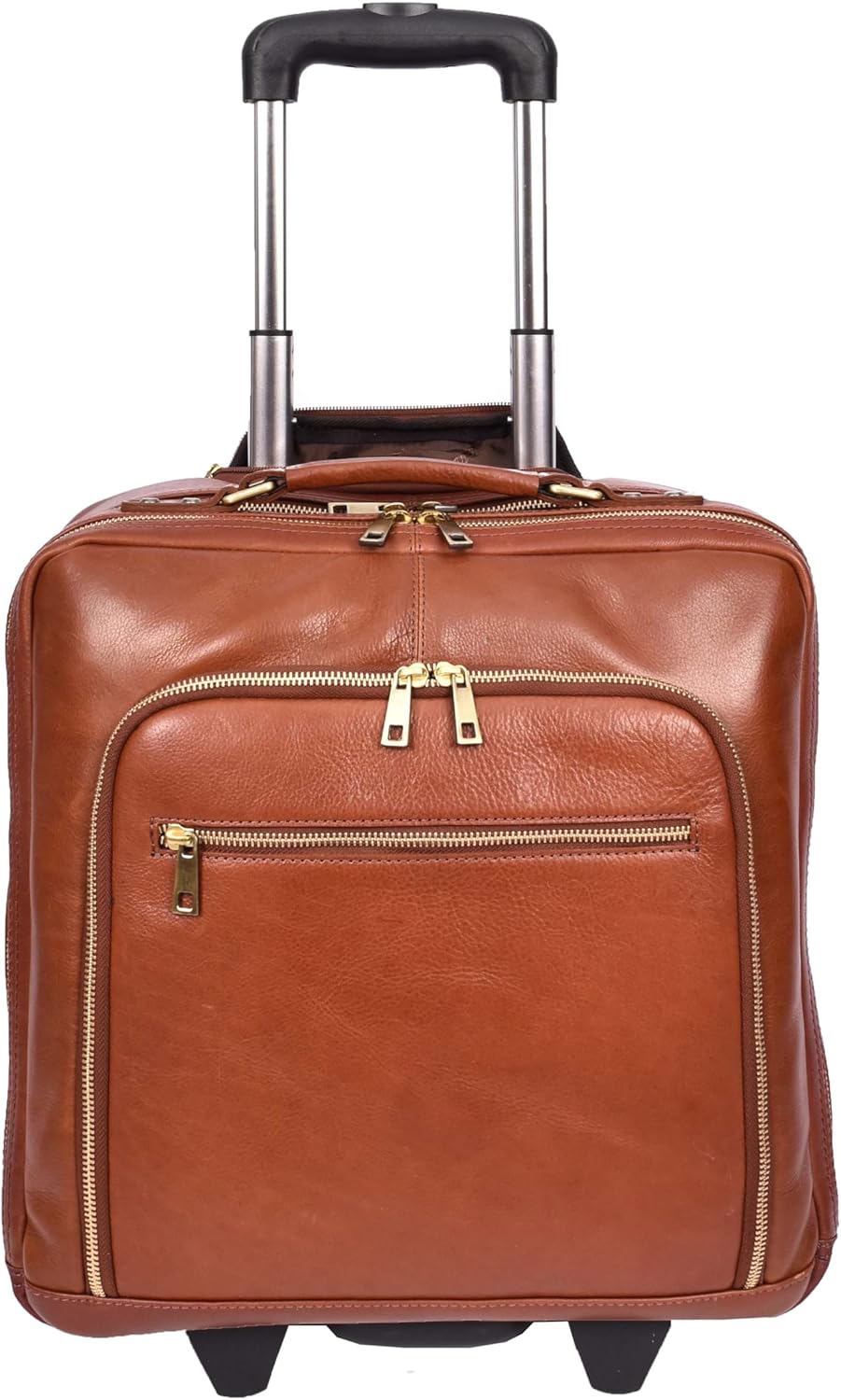 Pilotentasche aus echtem Leder mit Rollen Teleskopgriff für Business Reisetasche Sussex, hautfarben,