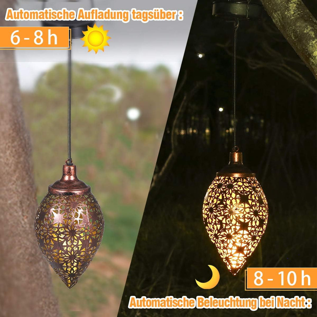 Solarlaterne für aussen, Görvitor LED Solar Laterne Hängend, Deko Metall Solarlampe Garten Laterne