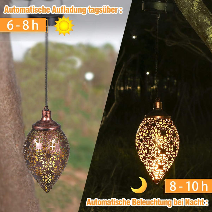 Solarlaterne für aussen, Görvitor LED Solar Laterne Hängend, Deko Metall Solarlampe Garten Laterne