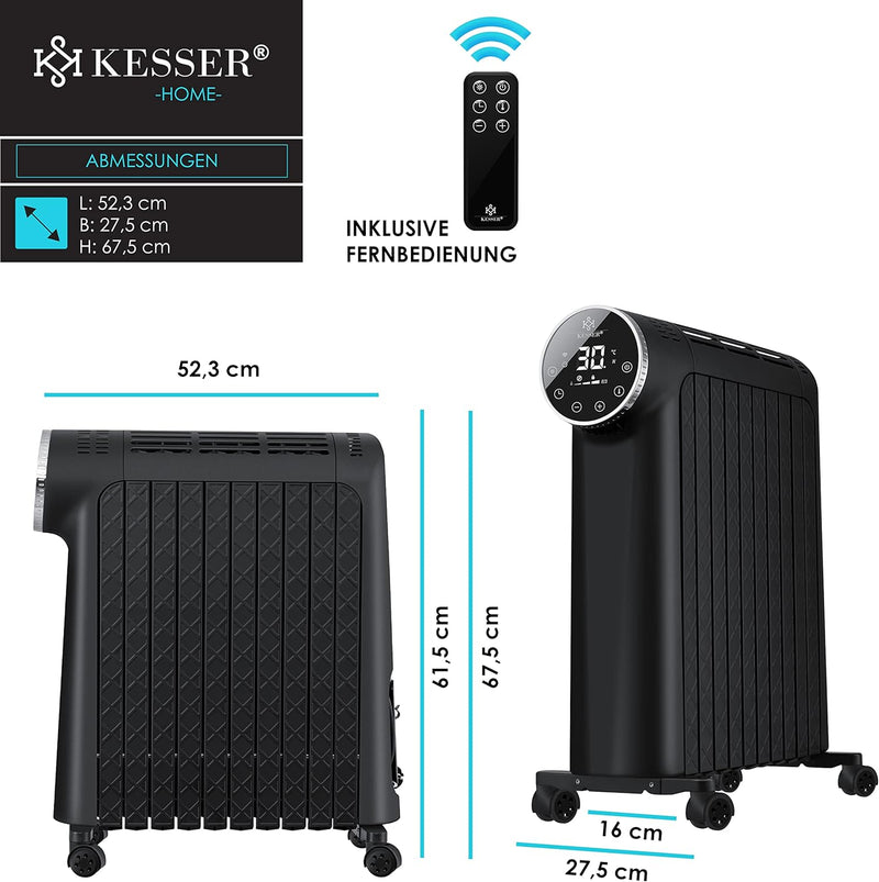 KESSER® Ölradiator 2500W Elektrische Heizung Heizkörper Elektroheizung energiesparend mit Display Wi