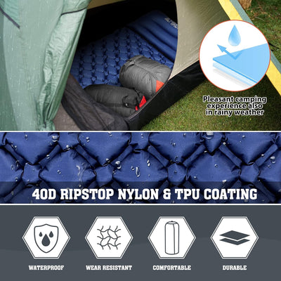 HIKENTURE Camping Isomatte Kleines Packmass - Ultraleichte Isomatte Outdoor - Aufblasbare Luftmatrat