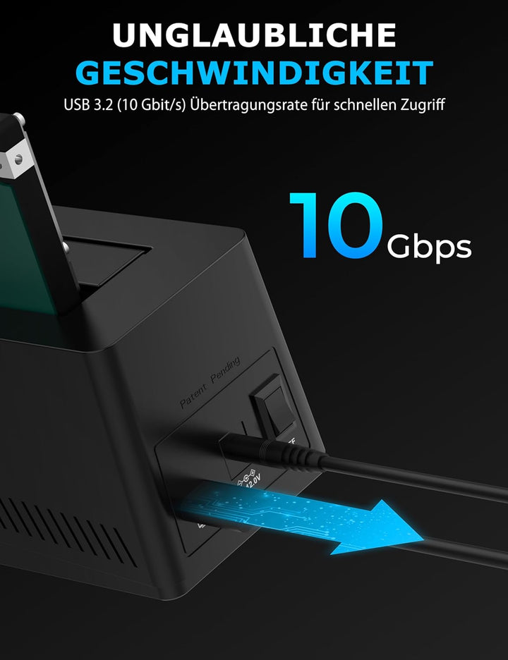 SABRENT USB-C-Dockingstation für M.2 PCIe/NVMe und SATA 2,5/3,5 Zoll SSD &amp; HDD mit Offline-Klonen, u