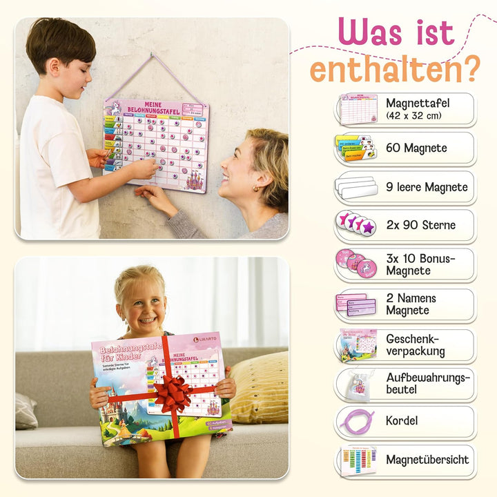 LIKARTO Belohnungstafel Kinder – [DAS ORIGINAL] – Montessori Aufgabenplaner & Magnettafel – individu