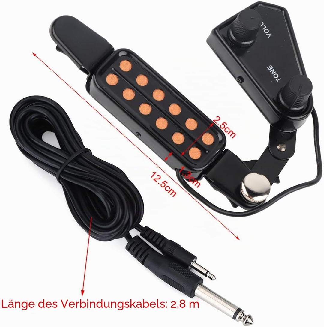 VGEBY1 12 Löcher für Mikrofongitarre, Mikrofon mit Einstellbarer Lautstärke, Zubehör für Instrumente
