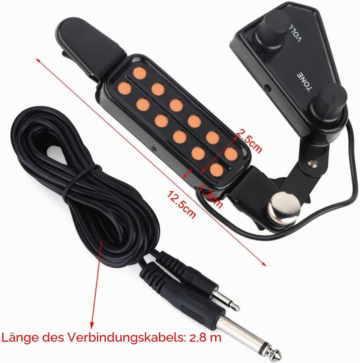 VGEBY1 12 Löcher für Mikrofongitarre, Mikrofon mit Einstellbarer Lautstärke, Zubehör für Instrumente