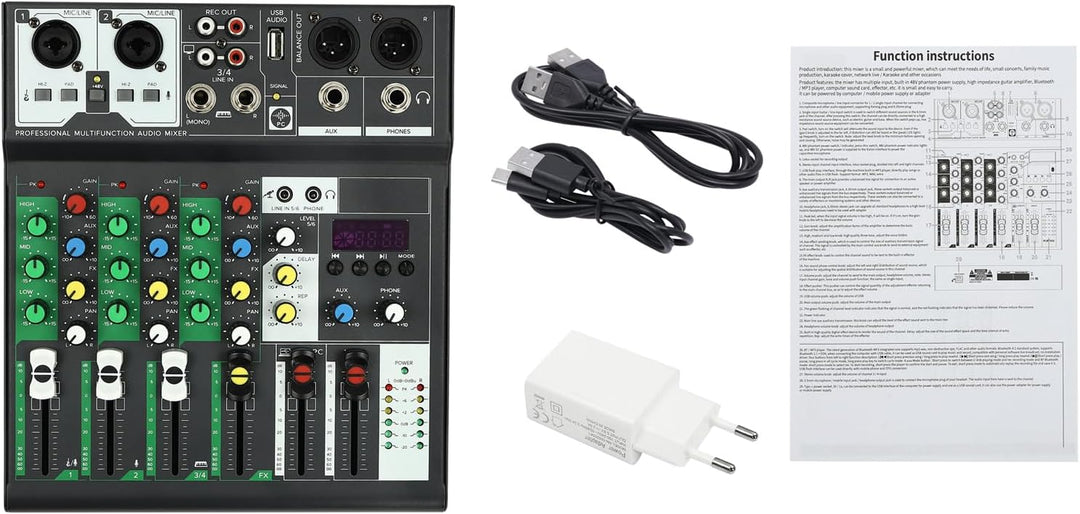 TaNeHaKi DJ Mixer 4 Kanal Sound Mixer Bluetooth Audio Mixer 4 Kanal Musikmixer Bluetooth Mini Audio