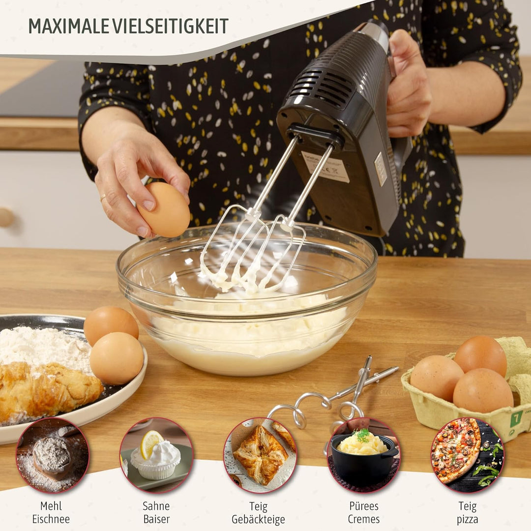 briebe Elegance Handmixer 400W, Handrührgerät Konditorei-Spezial 5 Geschwindigkeiten + Turbo, Handrü