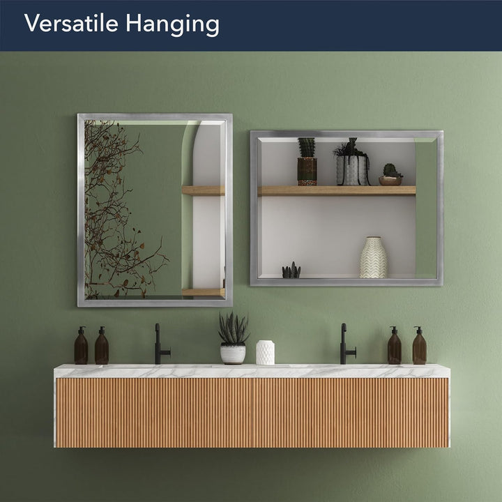 Head West 24 x 30 Classic Brush Nickel 1 in. Wide Metal Frame Wall Mirror Spiegel
