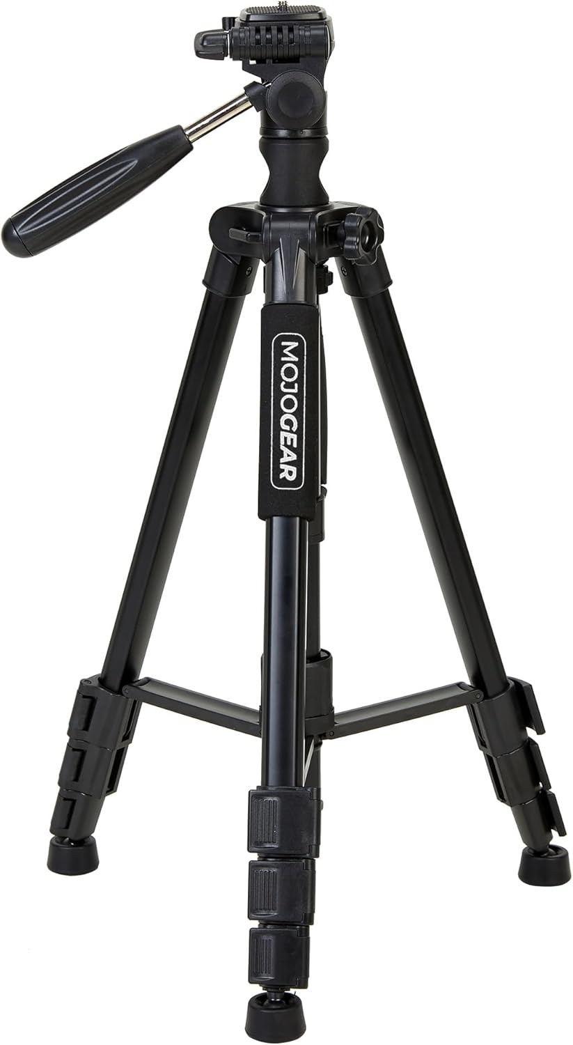 MOJOGEAR 167 cm 3-in-1-Stativ: Dreibein, Einbeinstativ und Horizontalarm für Top-Aufnahmen – mit Han