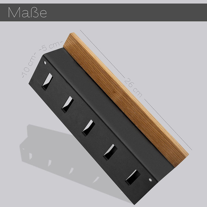 AE GÜNTHER® Schlüsselbrett Holz - Schlüsselhalter Schwarz Stahl - Schlüsselboard Eiche - Schlüssel o